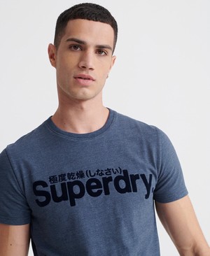 Superdry Core Faux Suede Férfi Pólók Kék | QDLEA8403